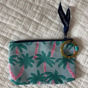 Palm Tree Print Pouch with Keyring